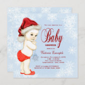 Invitation Blue Snowflake Boys Baby shower de Noël (Devant / Derrière)