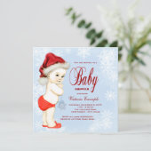 Invitation Blue Snowflake Boys Baby shower de Noël (Debout devant)