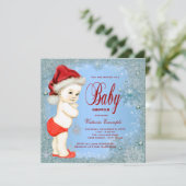 Invitation Blue Snowflake Boys Baby shower de Noël (Debout devant)