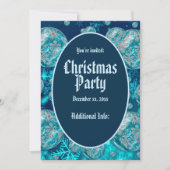 Invitation Blue Snowflake Bubles Fête (Devant)
