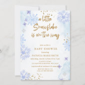Invitation Blue Snowflake est sur le chemin Baby shower d'hiv (Devant)