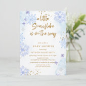 Invitation Blue Snowflake est sur le chemin Baby shower d'hiv (Debout devant)