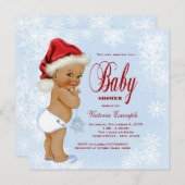Invitation Blue Snowflake Ethnic Boys Baby shower de Noël (Devant / Derrière)