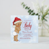 Invitation Blue Snowflake Ethnic Boys Baby shower de Noël (Debout devant)