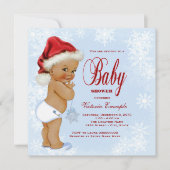 Invitation Blue Snowflake Ethnic Boys Baby shower de Noël (Devant)