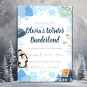 Invitation Blue Snowflake Hiver Merveilles Anniversaire