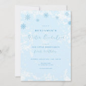 Invitation Blue Snowflake Hiver Onederland Anniversaire Invit (Devant)