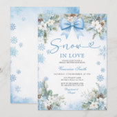 Invitation Blue Snowflake Snow in Love Winter Bridal Shower (Devant / Derrière)