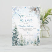 Invitation Blue Snowflake Snow in Love Winter Bridal Shower (Debout devant)