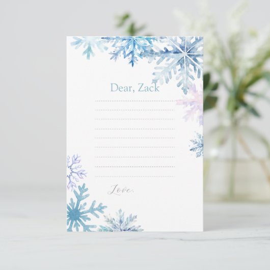 Invitation Blue Snowflake Time Capsule Card (Debout devant)