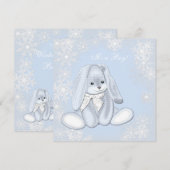Invitation Blue Snowflake Winter Wonderland Baby Boy Shoy (Devant / Derrière)