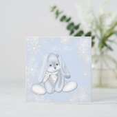 Invitation Blue Snowflake Winter Wonderland Baby Boy Shoy (Debout devant)