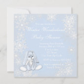 Invitation Blue Snowflake Winter Wonderland Baby Boy Shoy (Dos)