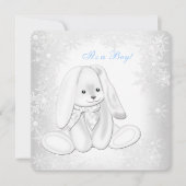 Invitation Blue Snowflake Winter Wonderland Baby Boy Shoy (Devant)
