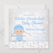 Invitation Blue Snowflake Winter Wonderland Baby shower (Dos)