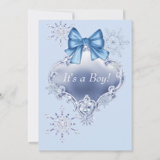 Invitation Blue Snowflake Winter Wonderland Baby shower (Devant)