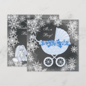 Invitation Blue Snowflake Winter Wonderland Baby shower (Devant / Derrière)