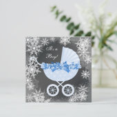Invitation Blue Snowflake Winter Wonderland Baby shower (Debout devant)
