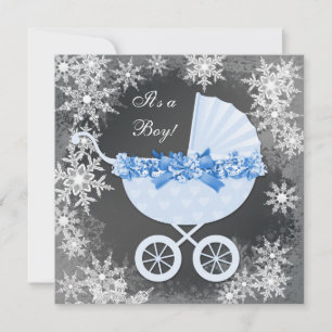 Invitation Blue Snowflake Winter Wonderland Baby shower