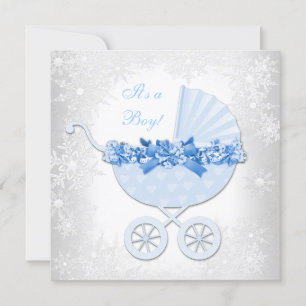 Invitation Blue Snowflake Winter Wonderland Baby shower