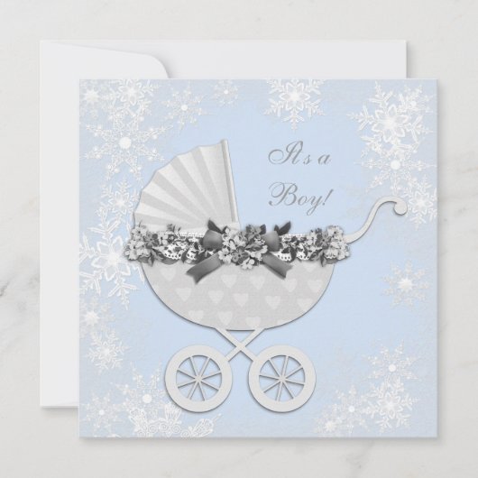 Invitation Blue Snowflake Winter Wonderland Baby shower (Devant)