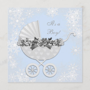 Invitation Blue Snowflake Winter Wonderland Baby shower