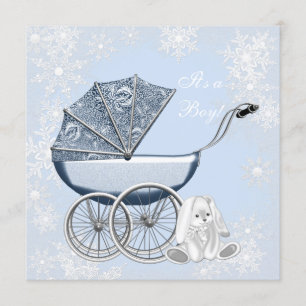 Invitation Blue Snowflake Winter Wonderland Baby shower