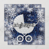 Invitation Blue Snowflake Winter Wonderland Baby shower (Devant / Derrière)