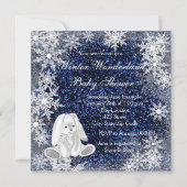 Invitation Blue Snowflake Winter Wonderland Baby shower (Dos)