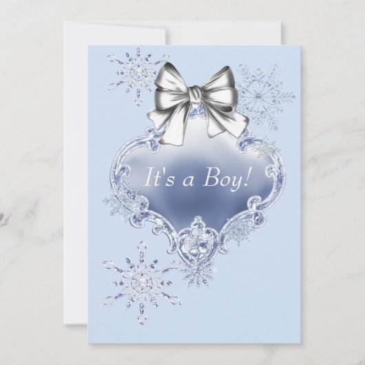Invitation Blue Snowflake Winter Wonderland Baby shower (Devant)