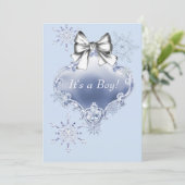 Invitation Blue Snowflake Winter Wonderland Baby shower (Debout devant)