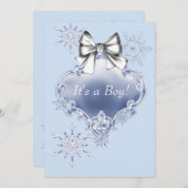 Invitation Blue Snowflake Winter Wonderland Baby shower (Devant / Derrière)