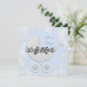 Invitation Blue Snowflake Winter Wonderland Baby shower (Debout devant)