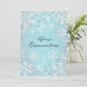 Invitation Blue Snowflake Winter Wonderland Quinceanera (Debout devant)