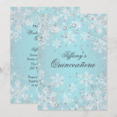 Invitation Blue Snowflake Winter Wonderland Quinceanera (Devant / Derrière)
