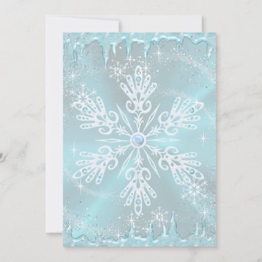 Invitation Blue Snowflake Winter Wonderland Quinceanera (Dos)
