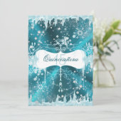 Invitation Blue Snowflake Winter Wonderland Quinceanera (Debout devant)