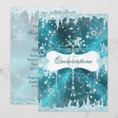 Invitation Blue Snowflake Winter Wonderland Quinceanera (Devant / Derrière)
