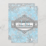 Invitation Blue Snowflake Winter Wonderland Sweet 16 Invitati<br><div class="desc">Sweet sixteen bleu clair Invitation. 16 ans. Élégant bijou en cristal d'argent flocons de neige. S'il vous plaît noter : Toutes les images plates,  ils n'ont pas de vrais bijoux!</div>