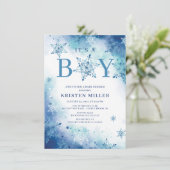 Invitation Blue Snowflakes C'est un Baby shower d'hiver pour  (Debout devant)