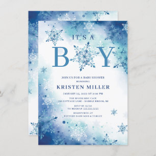 Invitation Blue Snowflakes C'est un Baby shower d'hiver pour