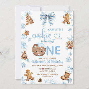 Invitation Blue Snowflakes Cookies fête son premier anniversa