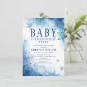 Invitation Blue Snowflakes Garçons Baby shower d'hiver Invita (Debout devant)