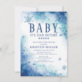 Invitation Blue Snowflakes Garçons Baby shower d'hiver Invita (Devant)