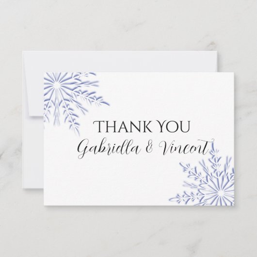Invitation Blue Snowflakes Mariage Merci Notes - Plat (Devant)