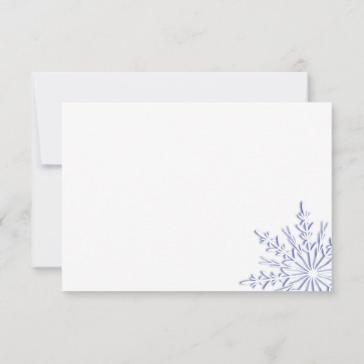 Invitation Blue Snowflakes Mariage Merci Notes - Plat (Dos)