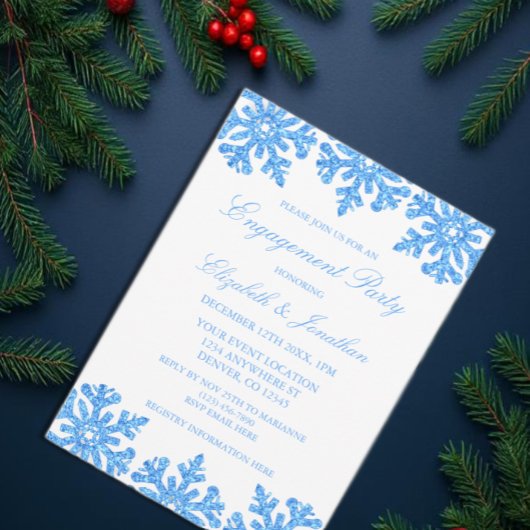 Invitation Blue Snowflop - Partie d'engagement en hiver