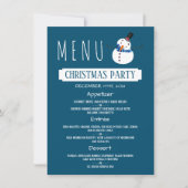 Invitation Blue Snowman, Menu de fête de Noël (Devant)