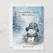 Invitation Blue Snowman Surprise Birthday Party | (Devant)