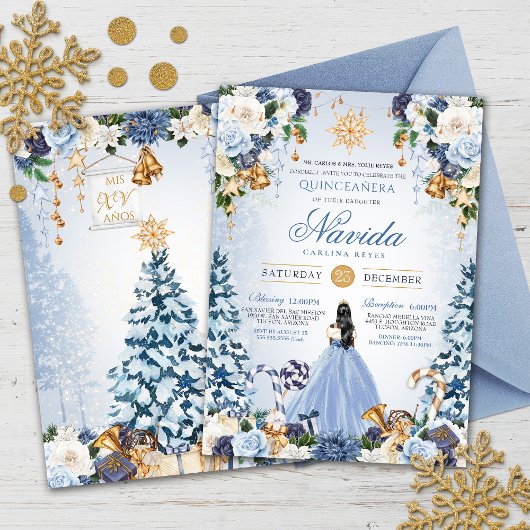 Invitation Blue Snowy Winter Ice Princess Holiday Quinceanera